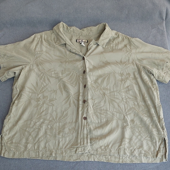 Caribbean Joe Other - Caribbean Joe Sage Green Tropical Palm Leaf Print Button Up Shirt 3XL